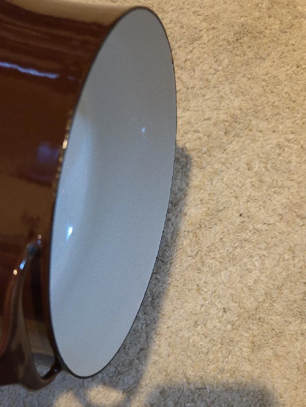 Vintage Dansk Kobenstyle Enamel Dutch Oven in a chocolate